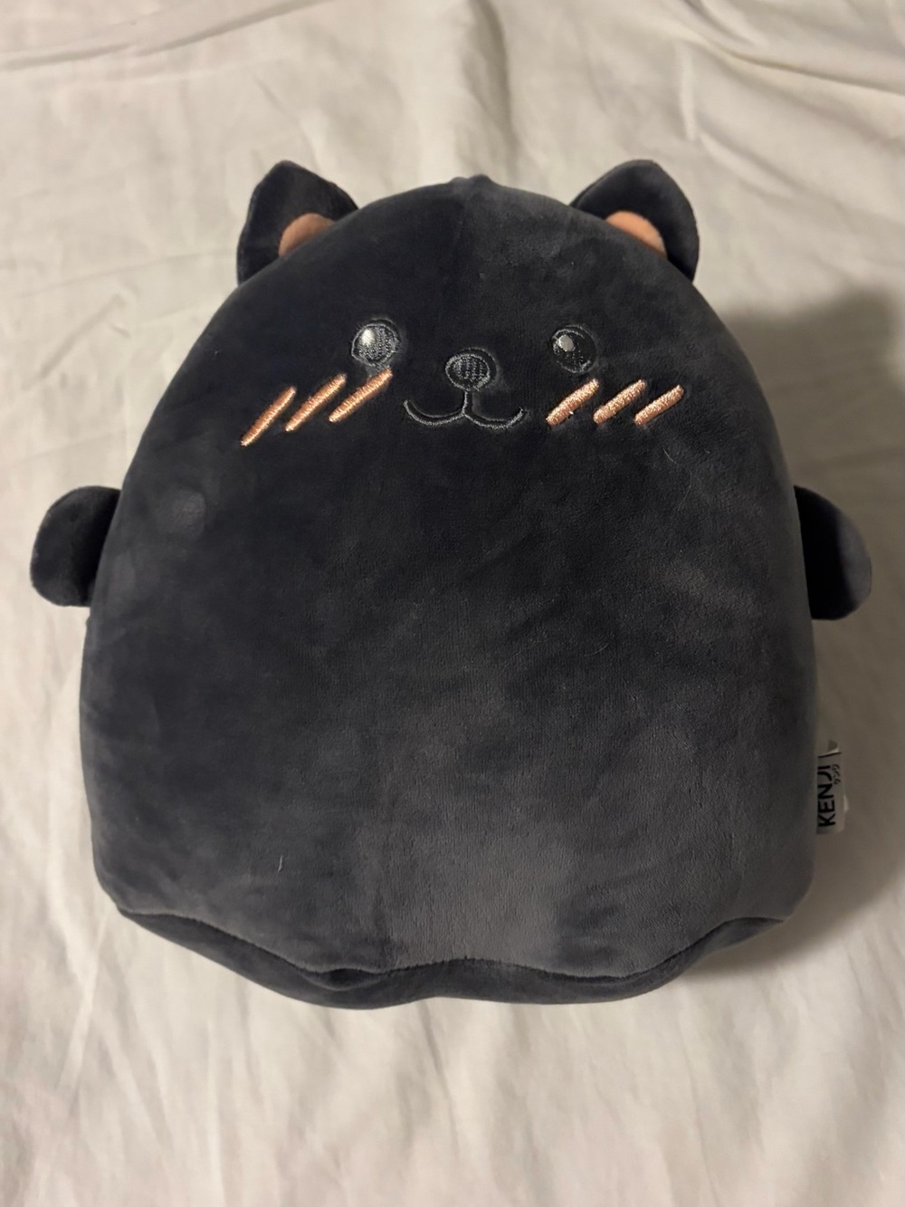Kenzi Adorable Black Cat Plush with Pink Cheeks